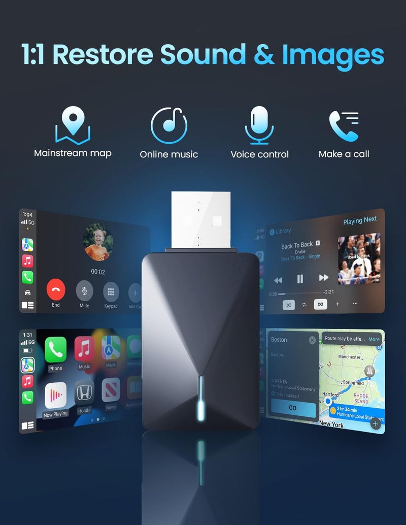 Kello Wireless CarPlay Adapter for iPhone, Convert Wired to Wireless Carplay Adapter, [5.2Ghz Bluetooth] for Apple Car Play, Auto for iPhone iOS 10+/ Android 11+, Support OTA - Image 5